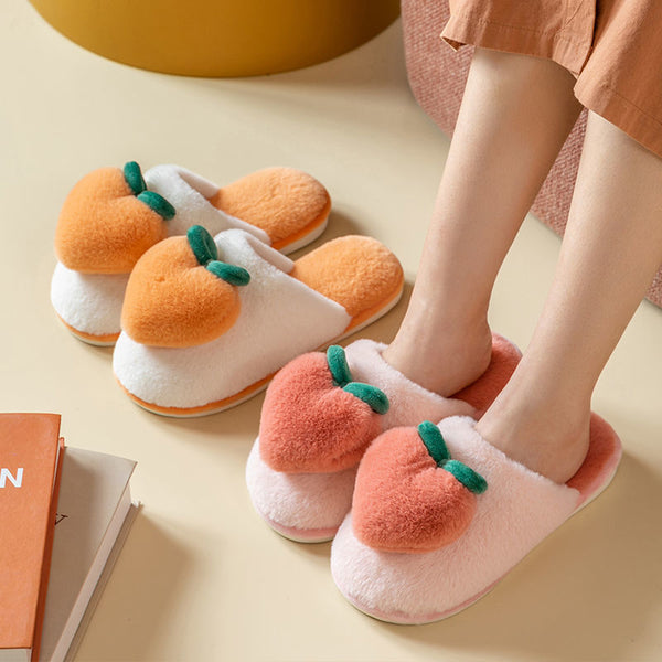 Orange 2024 fluffy slippers