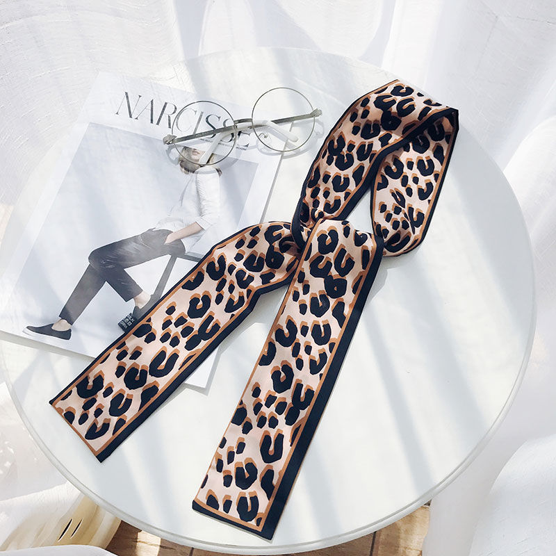 Leopard Print Slim Silky Scarf(6x115cm)