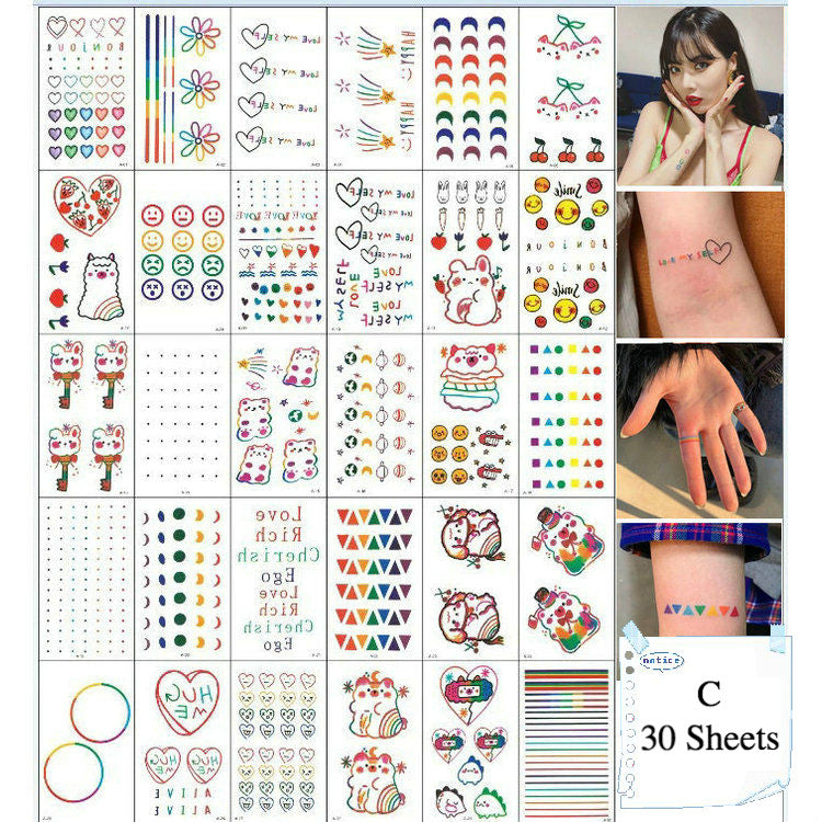 Temporary Tattoo Body Sticker, 30 Sheets