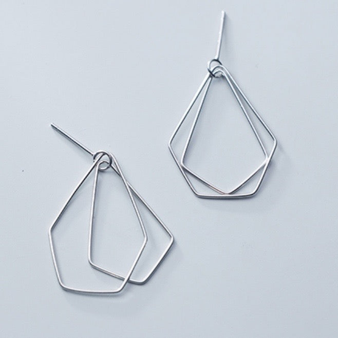 925 Silver Pentagon Earrings