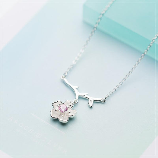 925 Sterling Silver Cherry Blossom Necklace