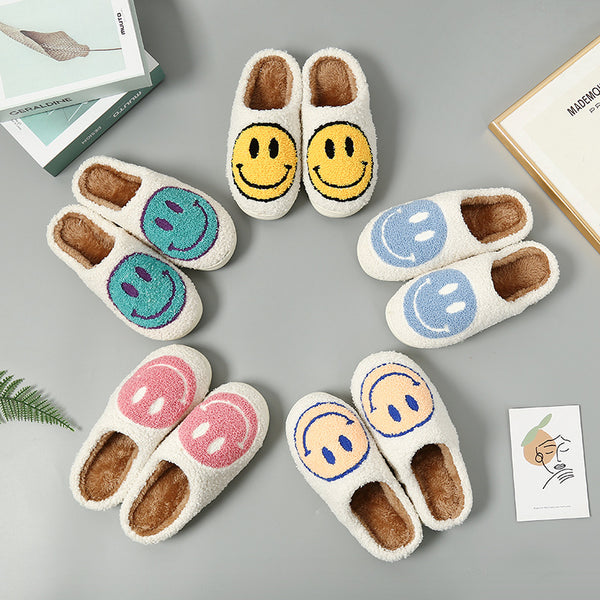 Cute smiley cotton slippers