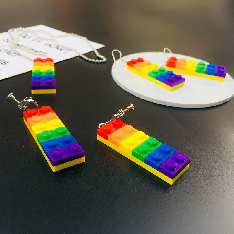 Lego brick earrings