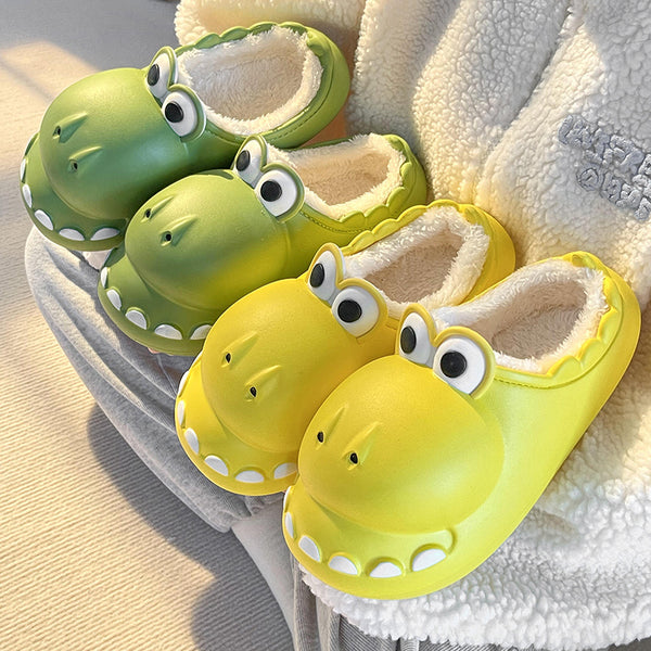 Fluffy 2025 dinosaur slippers