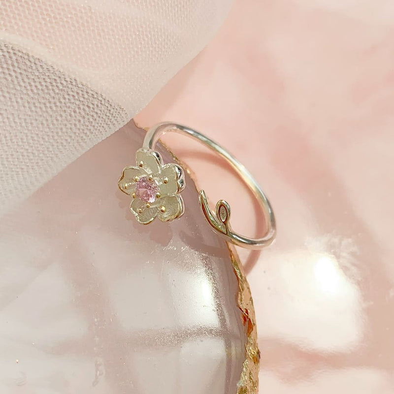 925 Sterling Silver Cherry Blossom Ring