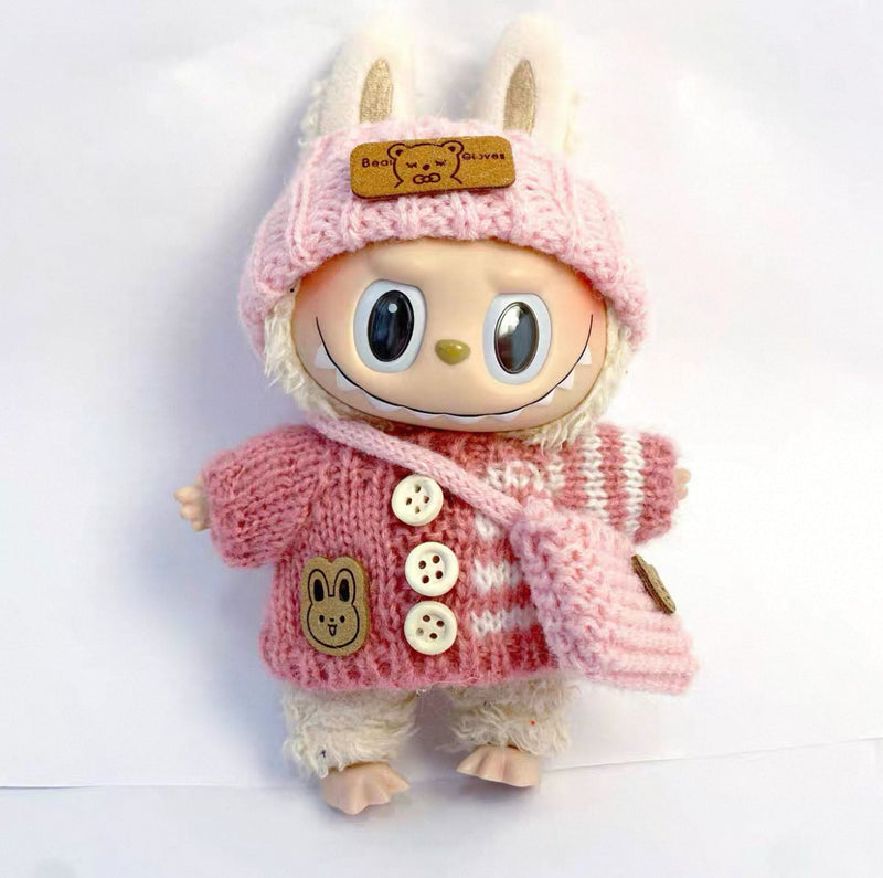 Hand-Knitted Sweater Outfit 3-Piece Set (No Doll)