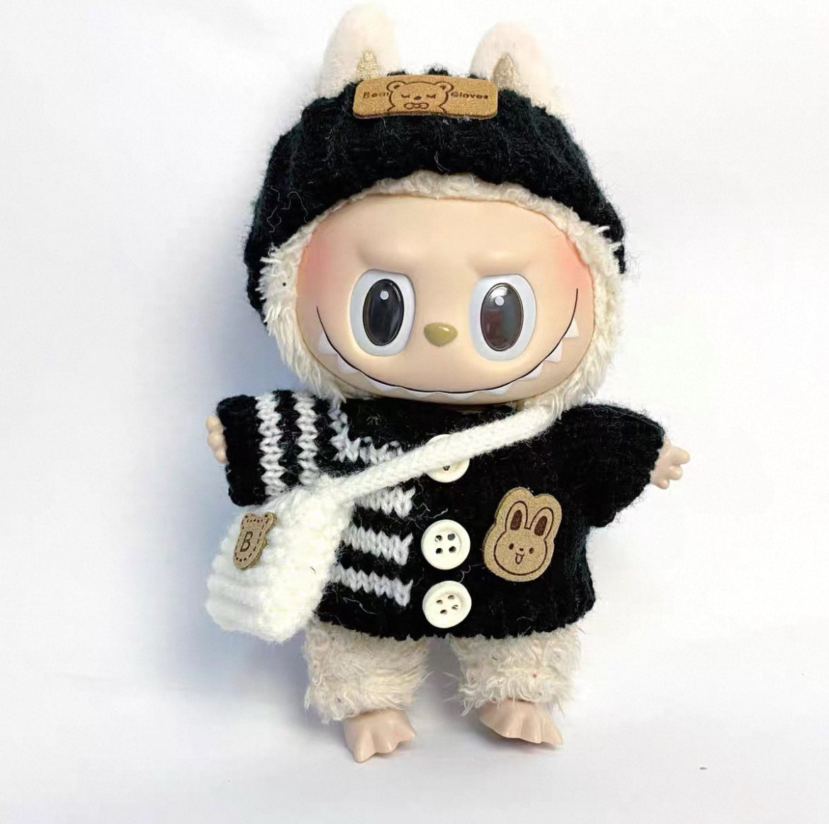 Hand-Knitted Sweater Outfit 3-Piece Set (No Doll)