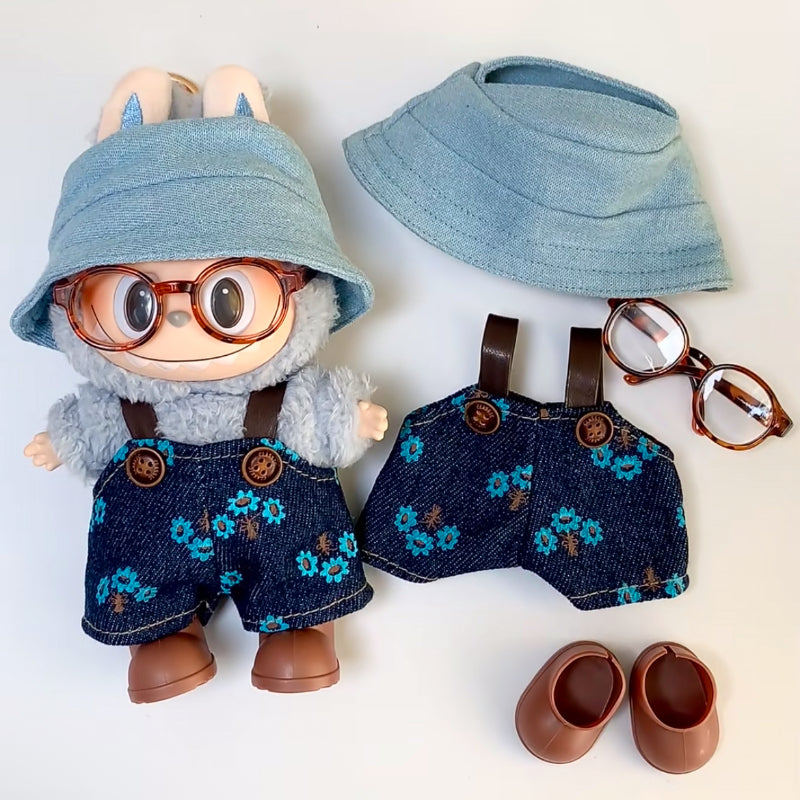 Floral Denim Overalls Set (No Doll)