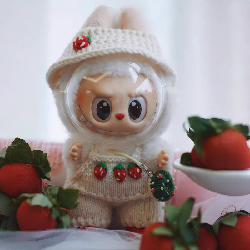 Strawberry Overalls Crochet Doll Outfit (No Doll)