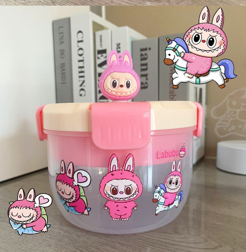 Round Labubu Cartoon Plastic Lunch & Salad Box