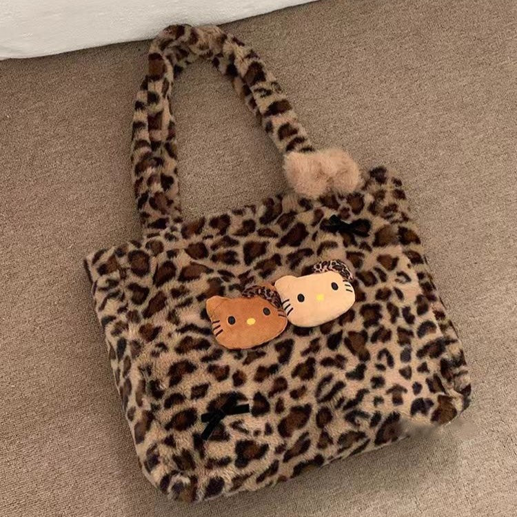 Hello Kitty Plush Leopard Shoulder Bag