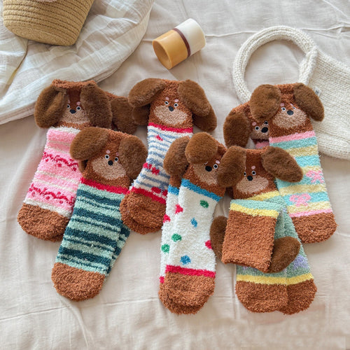 Mid-Calf Cozy Dog Ear Socks