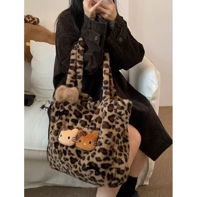 Hello Kitty Plush Leopard Shoulder Bag