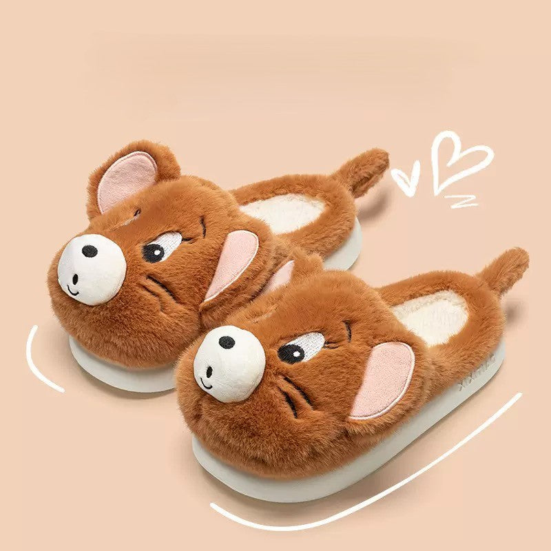 Cartoon Cat and Mouse Plush Slippers