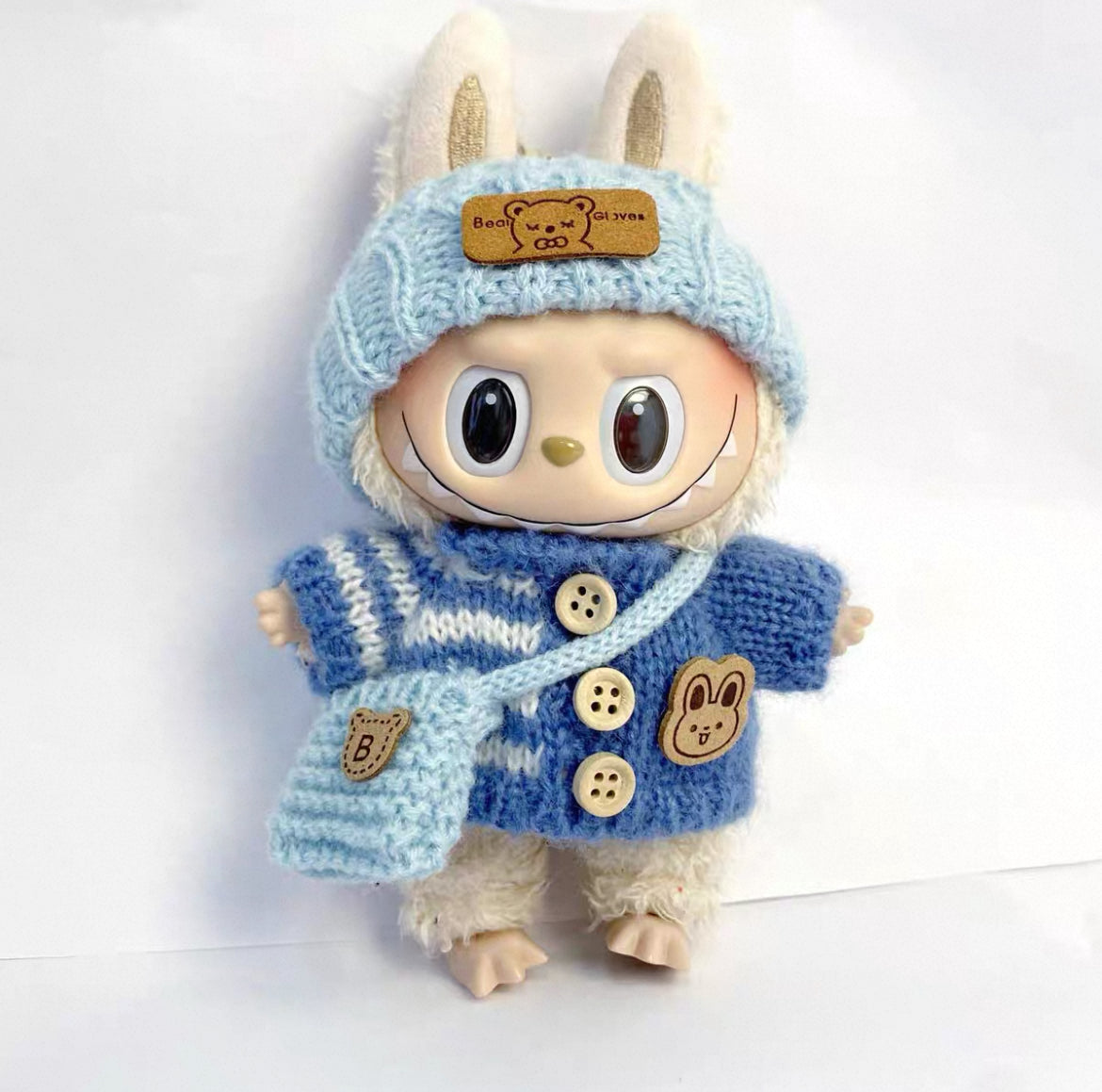 Hand-Knitted Sweater Outfit 3-Piece Set (No Doll)