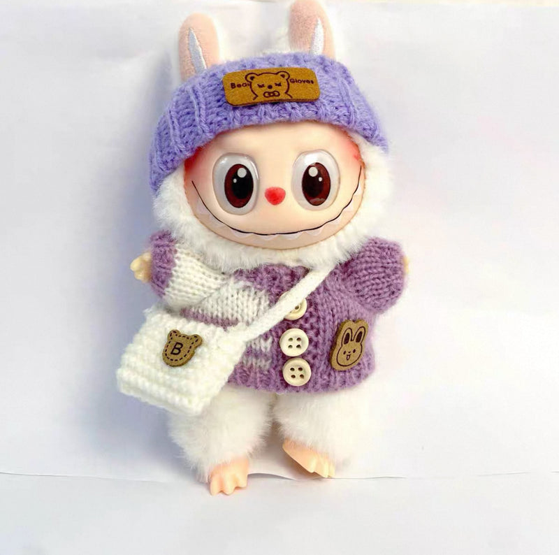 Hand-Knitted Sweater Outfit 3-Piece Set (No Doll)