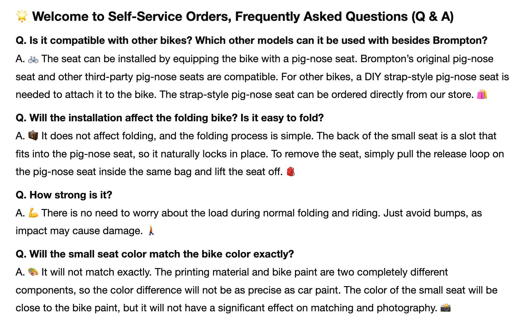 Mini Doll Seat for Brompton Folding Bike (No Doll)