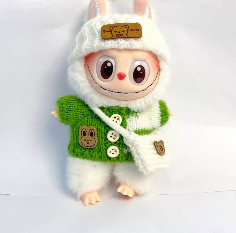 Hand-Knitted Sweater Outfit 3-Piece Set (No Doll)