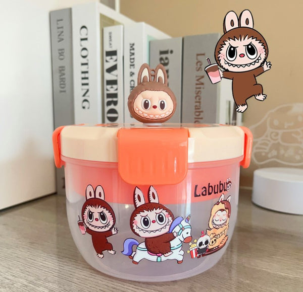 Round Labubu Cartoon Plastic Lunch & Salad Box
