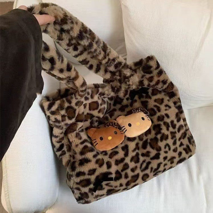 Hello Kitty Plush Leopard Shoulder Bag