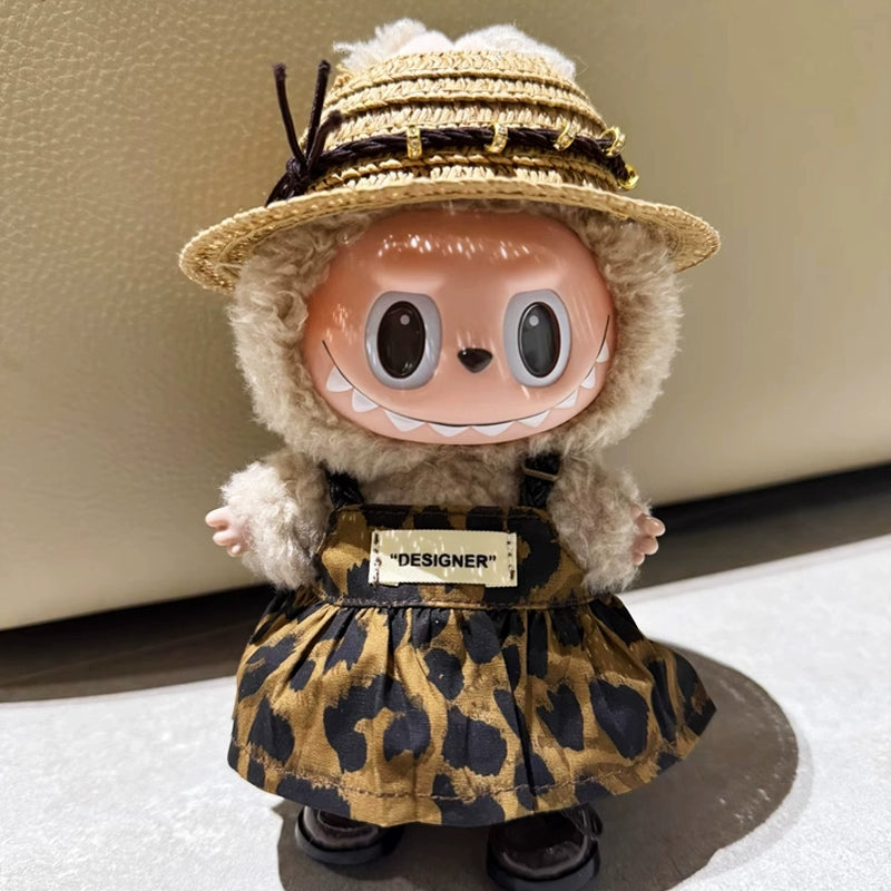 Leopard Skirt & Straw Hat Set (No Doll)