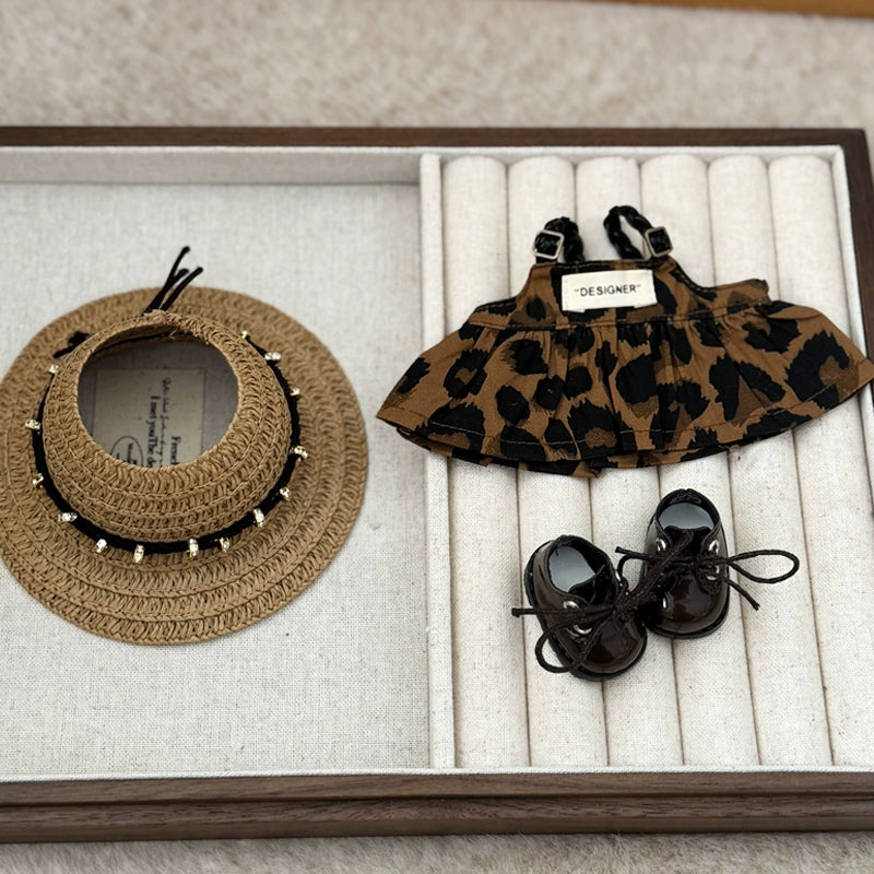 Leopard Skirt & Straw Hat Set (No Doll)
