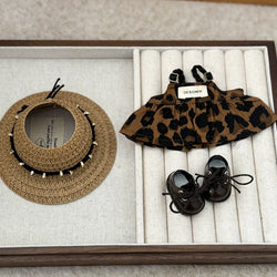 Leopard Skirt & Straw Hat Set (No Doll)