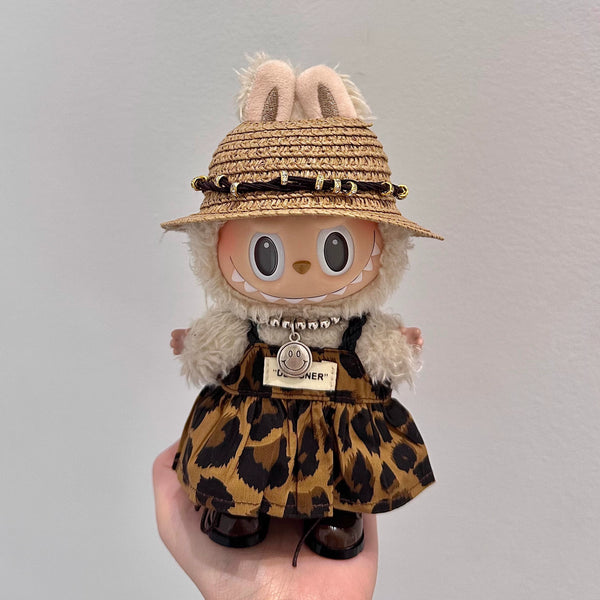 Leopard Skirt & Straw Hat Set (No Doll)