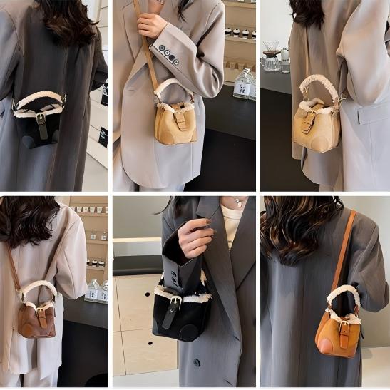 Cozy Plush Mini Bucket Bag