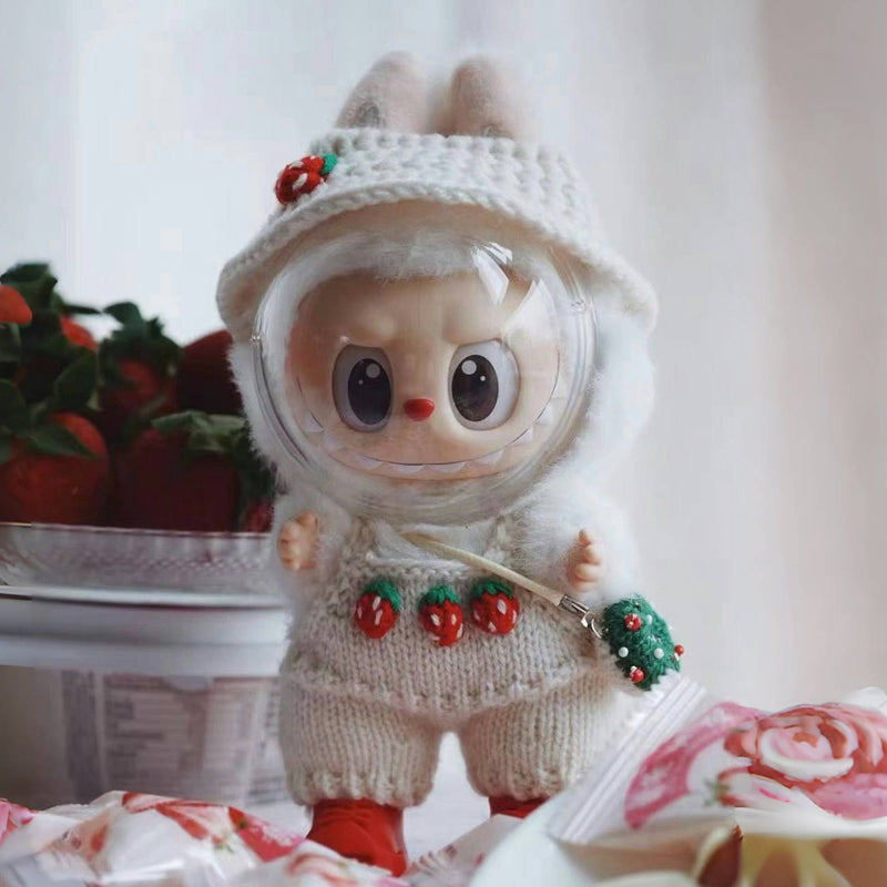 Strawberry Overalls Crochet Doll Outfit (No Doll)