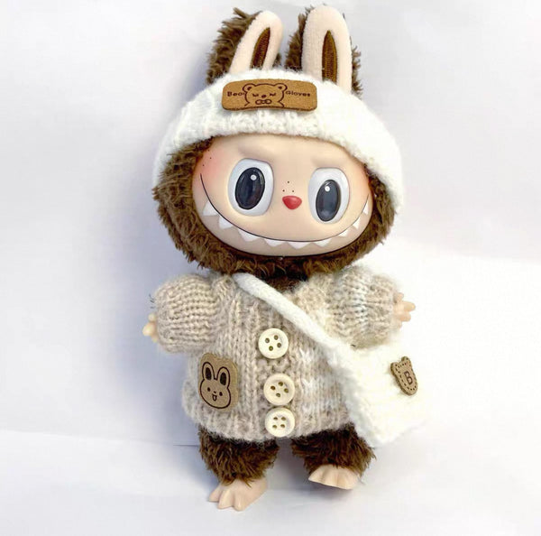 Hand-Knitted Sweater Outfit 3-Piece Set (No Doll)
