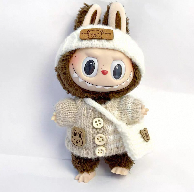 Hand-Knitted Sweater Outfit 3-Piece Set (No Doll)
