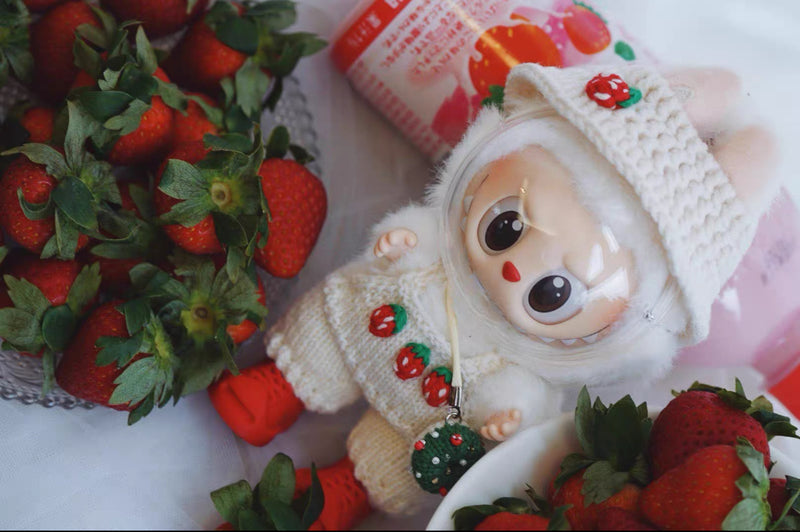 Strawberry Overalls Crochet Doll Outfit (No Doll)