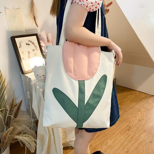 Canvas Flower Shoulder Bag