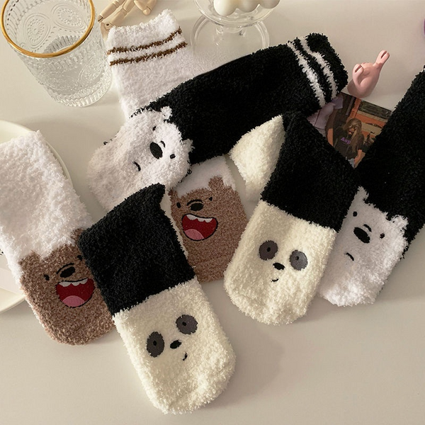 Fluffy Bear Socks, 3-Pair Pack