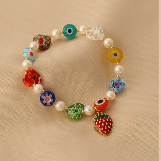 Multicolored Strawberry Heart Bracelet