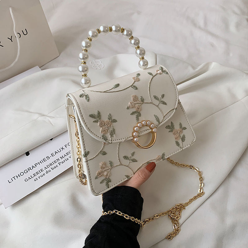 Flower PU Chain Strap Crossbody Bag