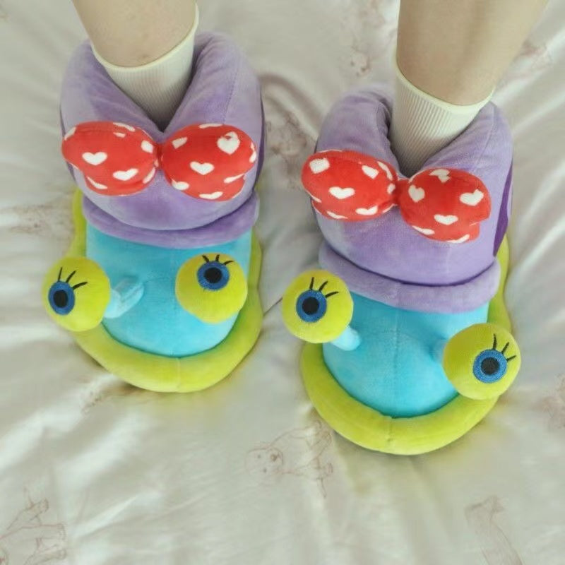 Cartoon snail slippers with bow