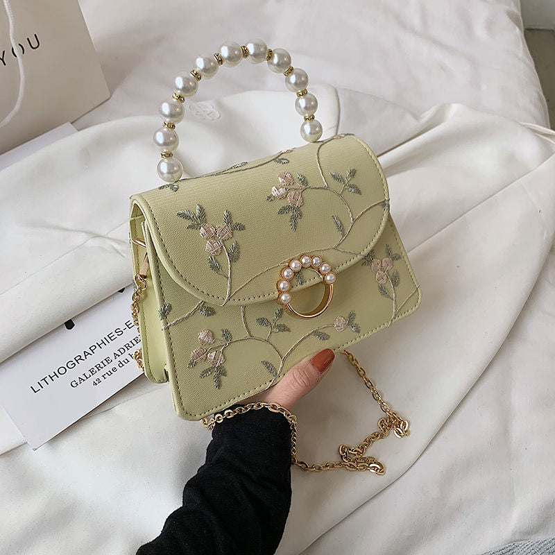 Flower PU Chain Strap Crossbody Bag