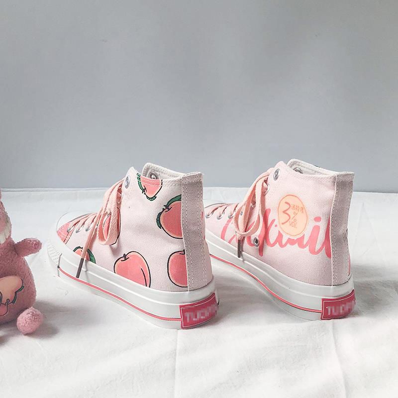 White Peach Canvas Shoes