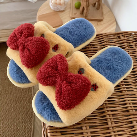 Bow Fluffy Slippers