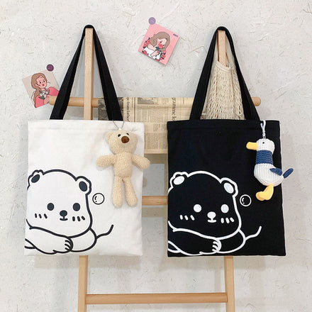 Canvas Bear Shoulder Bag