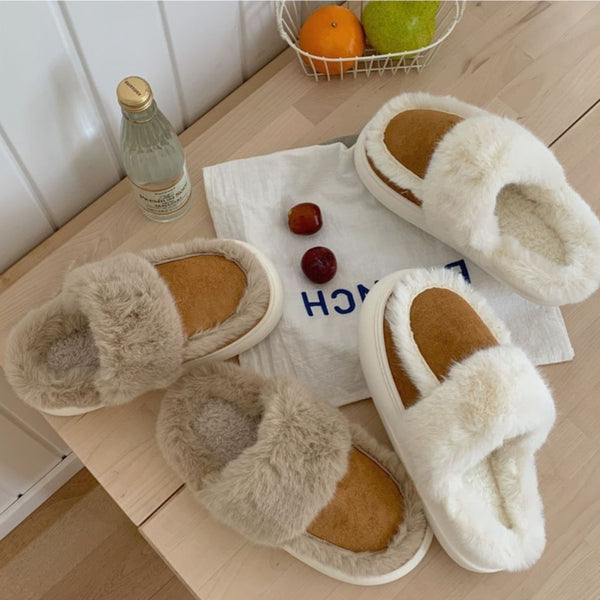 Plush stylish bedroom slippers