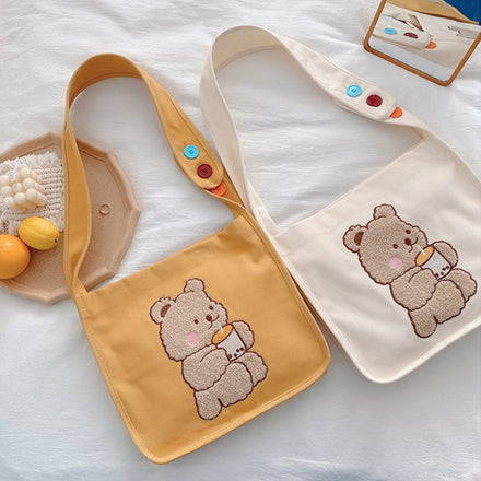 Canvas Bear Crossbody Bag