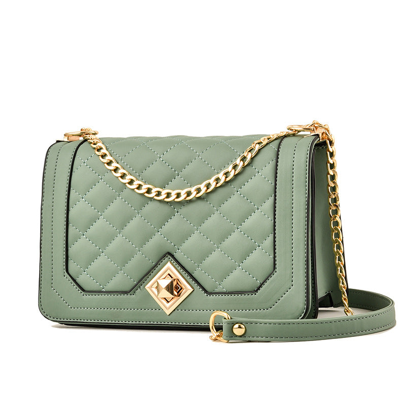 PU Rhombus Chain Strap Crossbody Bag