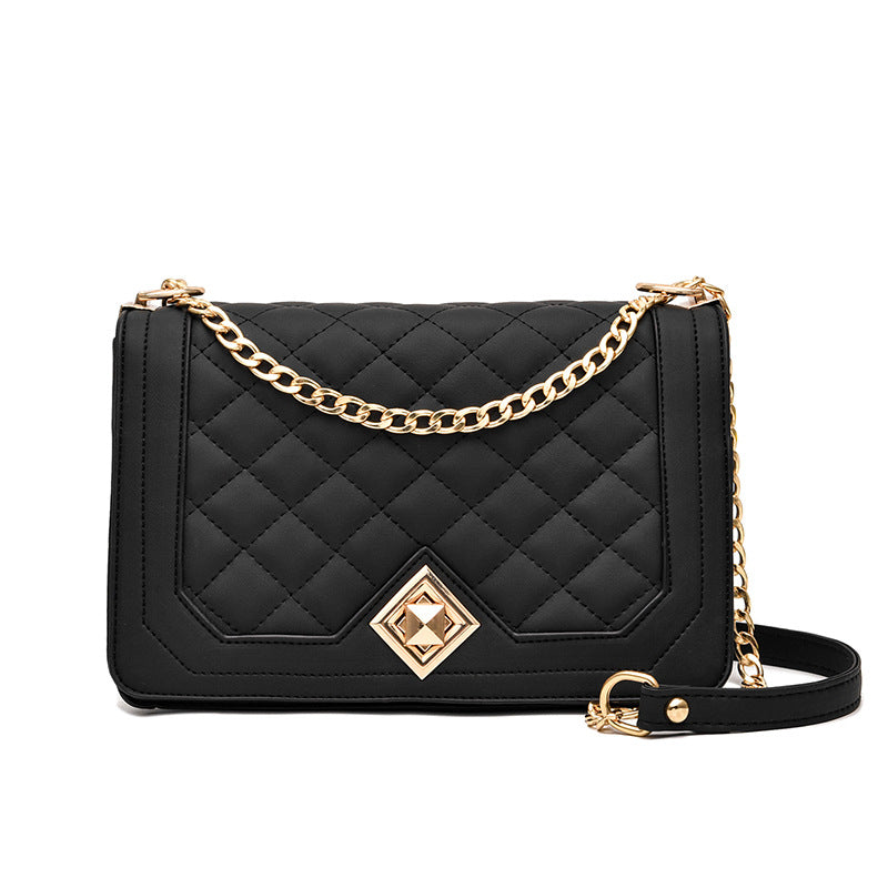 PU Rhombus Chain Strap Crossbody Bag