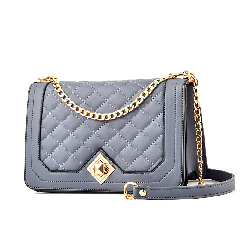 PU Rhombus Chain Strap Crossbody Bag