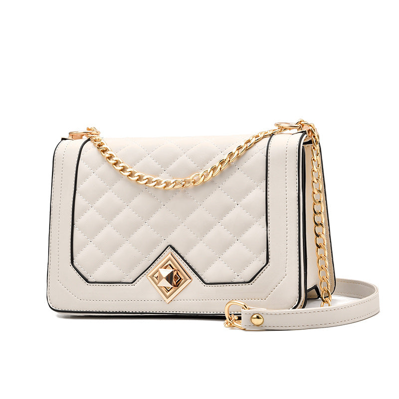 PU Rhombus Chain Strap Crossbody Bag