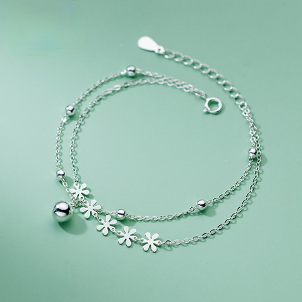 925 Sterling Silver Flower Bracelet