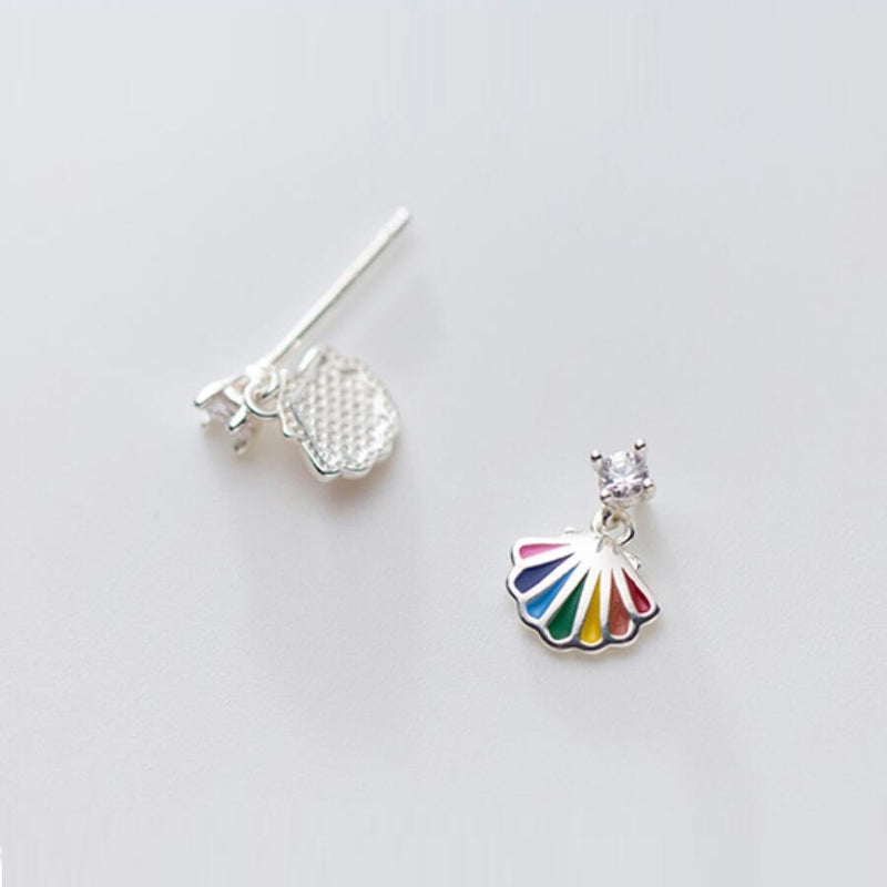 925 Silver Fanshaped Rainbow Earrings